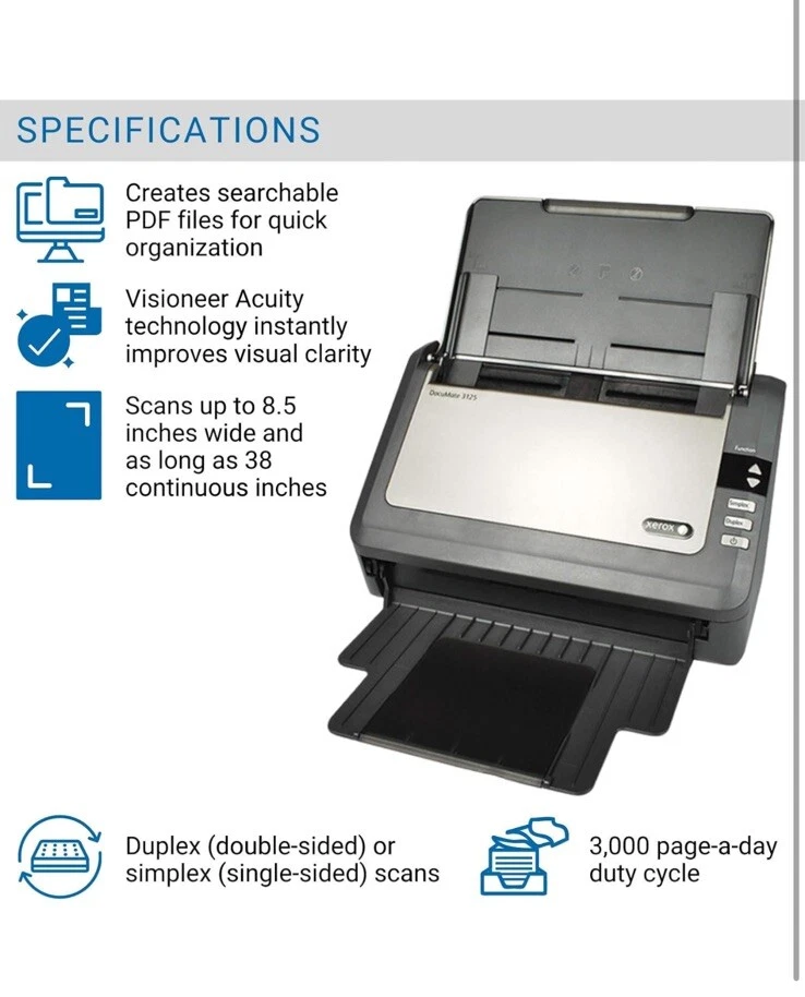 Xerox DocuMate 3125 Document Scanner (XDM31255M-WU) RE-NEWED - Image 2 of 4