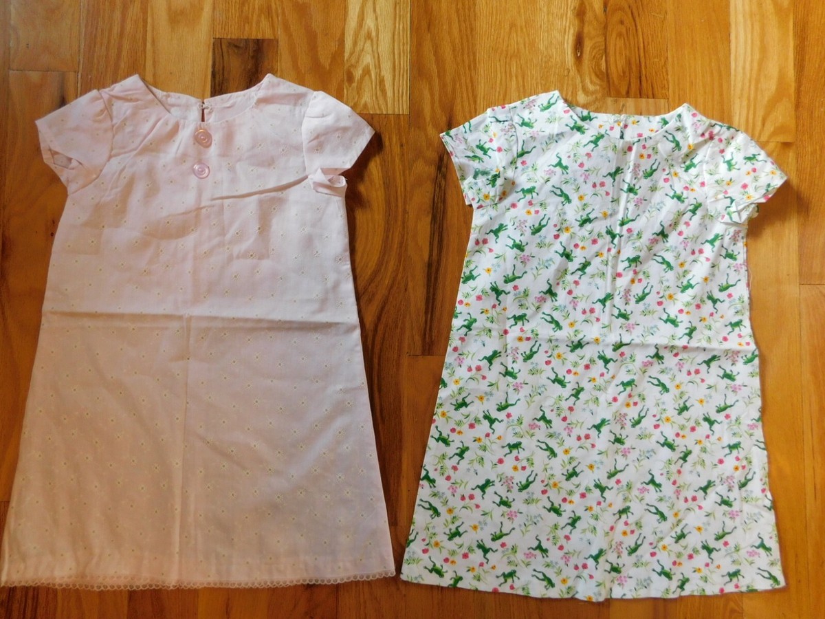 Handmade Girl Cotton Shift Dresses Frog + Pink Eyelet | eBay