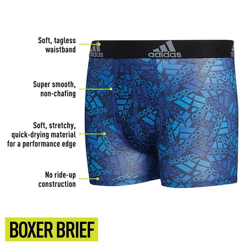 Adidas L72714 Boys Multicolor Performance 4-Pack Boxer Briefs Size Medium - Picture 2 of 2