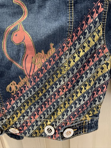 Baby Phat Jacket Child Size S Blue Denim Trucker Cat Coat - Picture 4 of 4