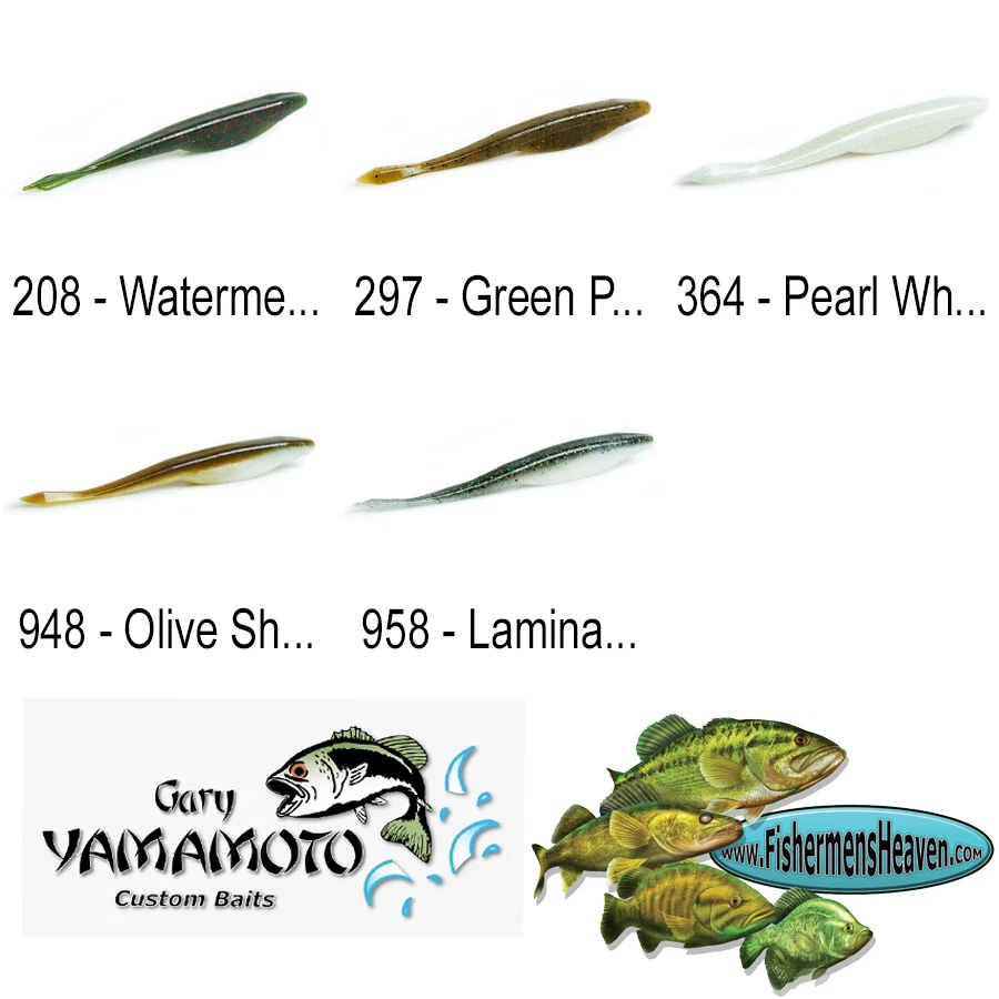 Gary Yamamoto Custom Baits – 10 Vers Yamasenko 3" – Green Pumpkin/Black Flk – Neufs