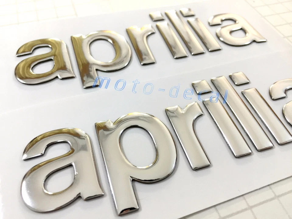 Pegatina con emblema cromado 3D elevada para Aprilia RS250 RSV1000 SMV750 calcomanía plateada Foto 4 de 4