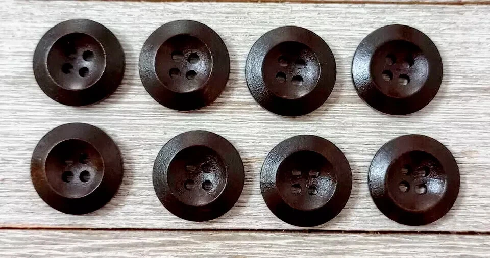 Madera Café Marrón Oscuro Botones Costura 4 Agujeros 3/4 Pulgadas 8 Piezas Set Nuevo Foto 2 de 2