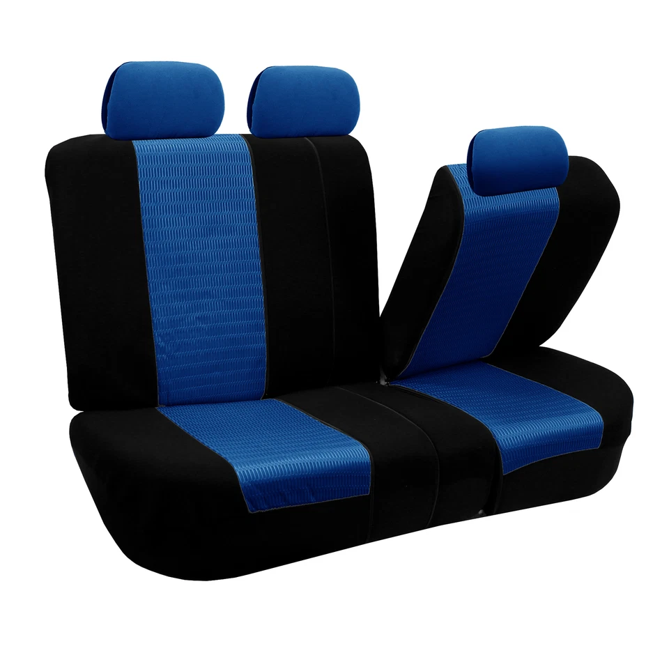 Juego completo de funda de asiento de 3 filas para auto SUV azul negro para auto sedán SUV furgoneta banco Foto 3 de 4
