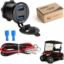 Golf Cart Dual USB 3.1 Quick Charger with Voltage Meter for Yamaha EZGO Club Car