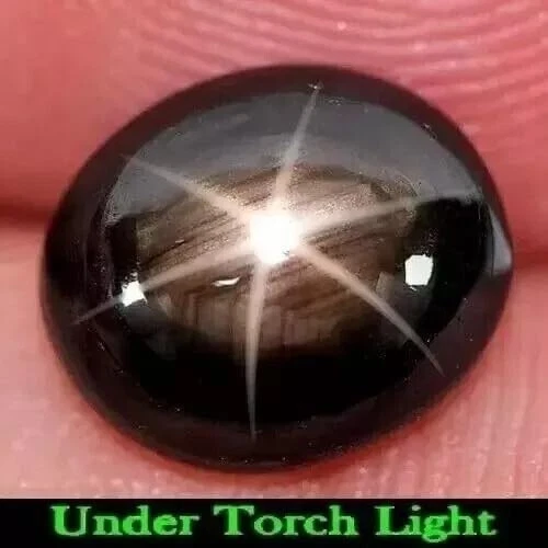 Natural Black Star Sapphire 6 Rays 9.55 Ct Oval Cabochon Loose Gemstone - Image 3 of 4