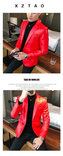 Weiße Herren Anzug Lederjacke / Herren Anzug Blazer Elegant Business Mantel - Bild 13 von 27