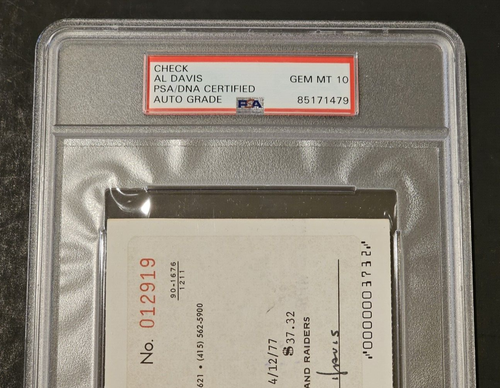 Rare 1977 AL DAVIS Signed OAKLAND RAIDERS Check-HALL OF FAME-PSA 10 - Picture 5 of 9