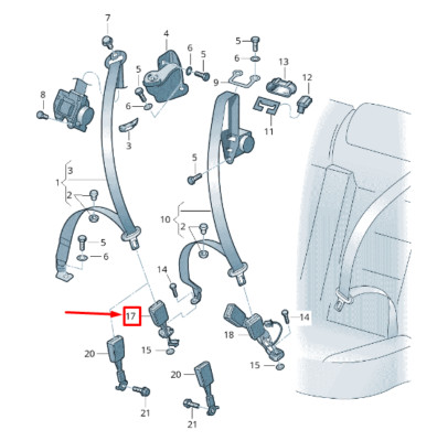 NEW VW PHAETON 3D REAR RIGHT SEAT BELT LATCH 3D0857740GUHP