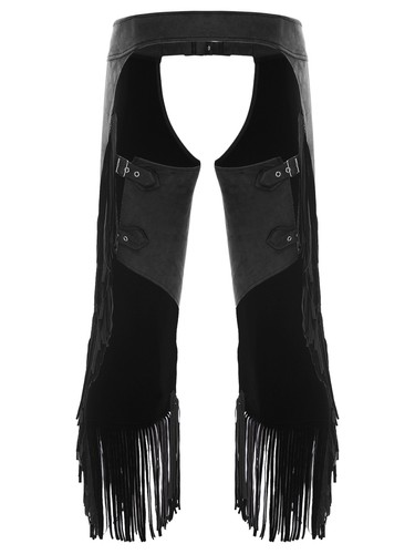 Men Pants Riding Costume Theme Casual Wear Fashion Cowboy Carnivals Chaps Rave - Picture 24 of 58