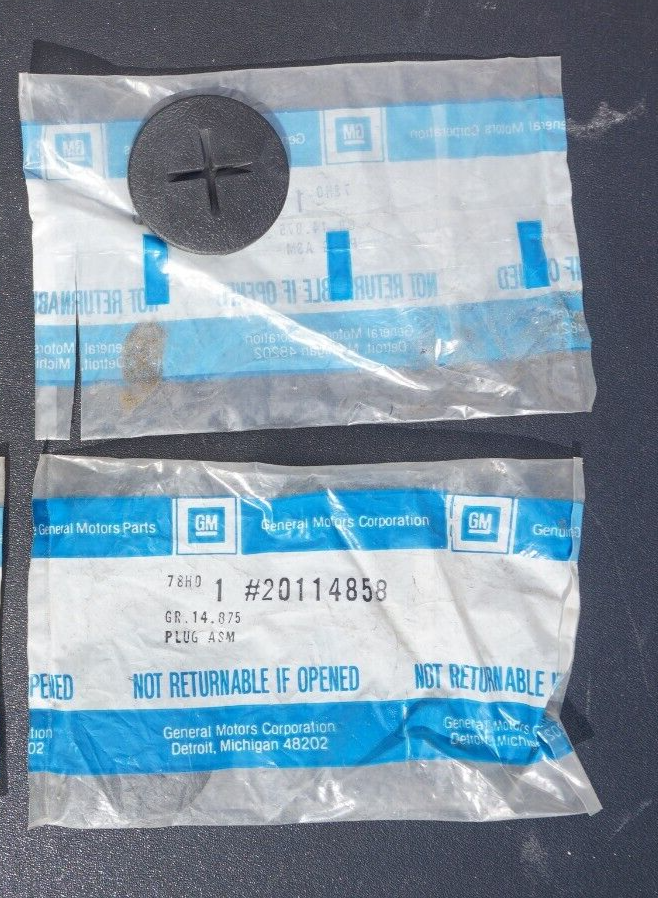 Two GM Seat Belt Bolt Cover Plugs / Anchor Plate Plug Genuine OEM