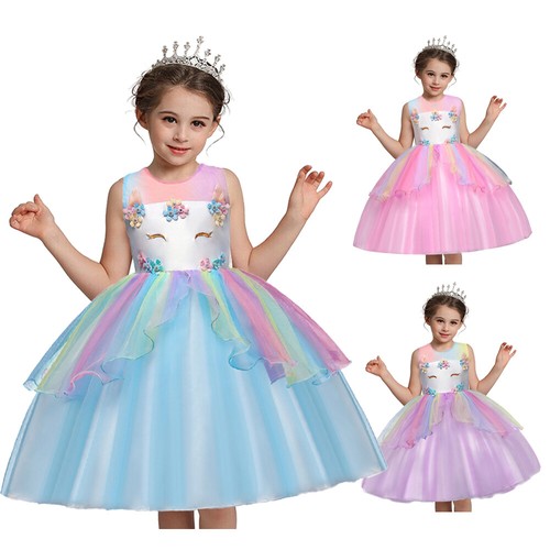 Toddler Girls Princess Dress Wedding Party Unicorn Dress Birthday Party Clothes