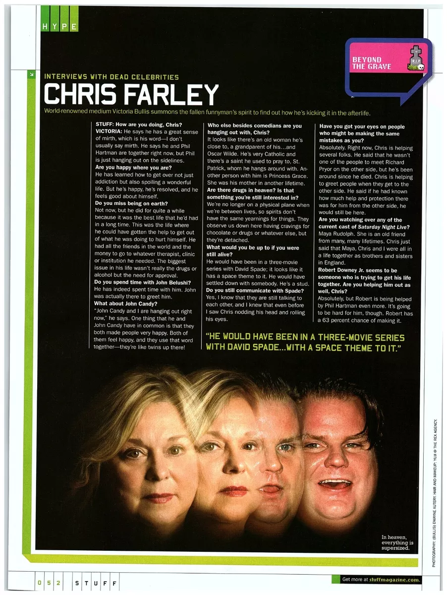 Chris Farley Interviews With Dead Celebrities magazine CLIPPING photo  article