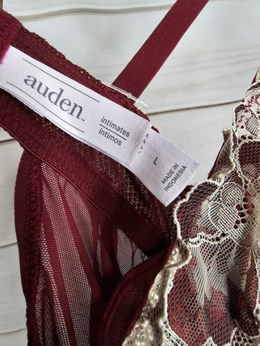 Auden NWT Women's L Red Lace Push-Up Babydoll Loose Fit 2 Piece Lingerie Set #C - Picture 4 of 6