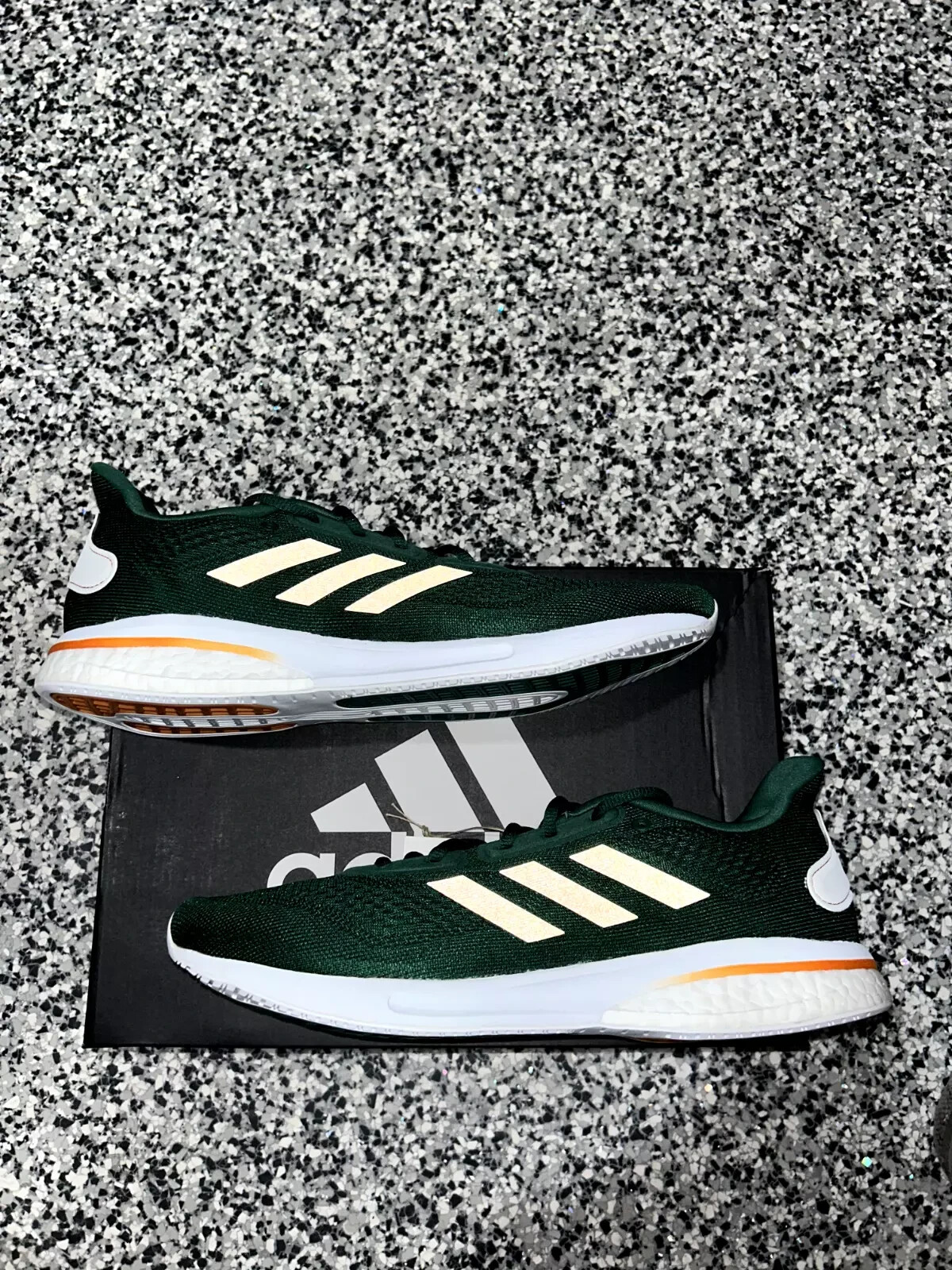 ADIDAS SUPERNOVA MIAMI HURRICANES RUNNING SHOES GREEN ORANGE H01295 SZ 8.5-12.5