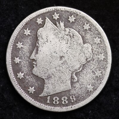 1889 LIBERTY V FIVE CENT NICKEL VG RARE OLD COIN B032 OX