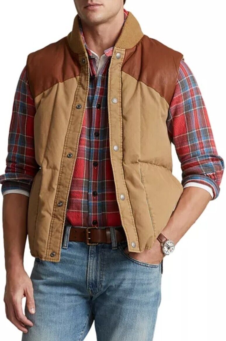 Ralph Lauren Polo Country Leather Yoke Down Western Vest Ralph Lauren Polo Country Leather Yoke Down Western Vest
