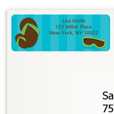 Flip Flops Boy Birthday Party Personalized Return Address Stickers - 27 labels