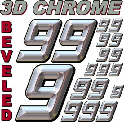 (9's) 3-D CHROME BEVELED NUMBERS Decal Sticker Sheet 1/8-1/10-1/12 RC Model3