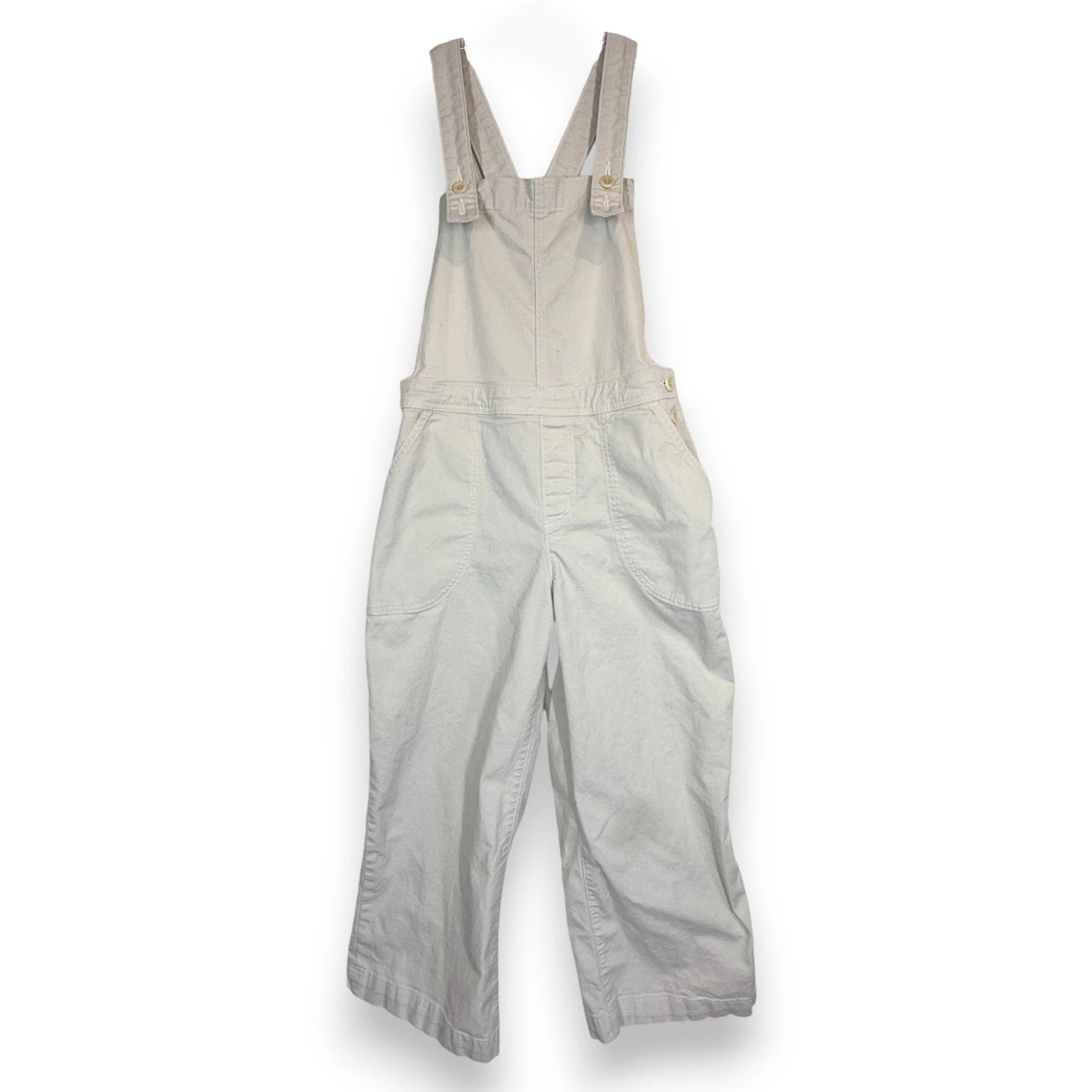 Patagonia Stand Up Cropped Overalls Size 2 Wide Leg Organic Dyno White