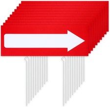 10 Pcs Arrow Yard Sign, 17 X 6 Inch Double Sided This Way Decor Red Corrugated B