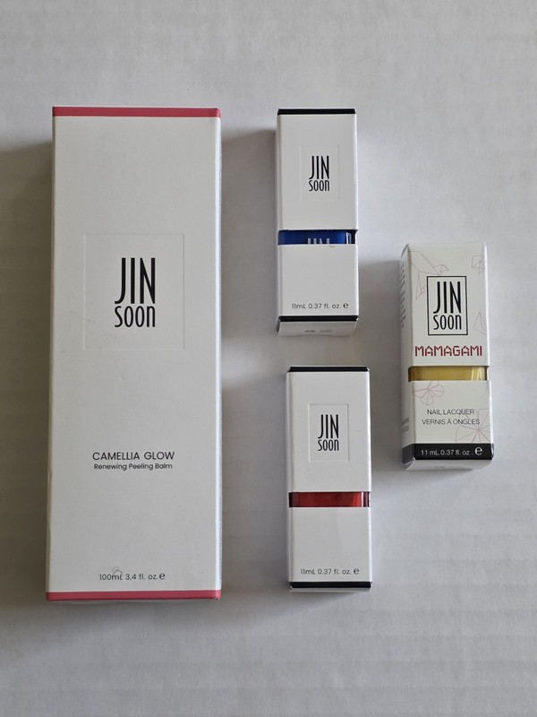 Lot Of 4 Jin Soon Skincare- Camillia Glow Peeling Balm w 3 Nail Lacquer Polishes