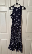 Ann Taylor Sapphire Blue Floral Embroidered Midi Cottage Core Dress Size 2 ~ NWT
