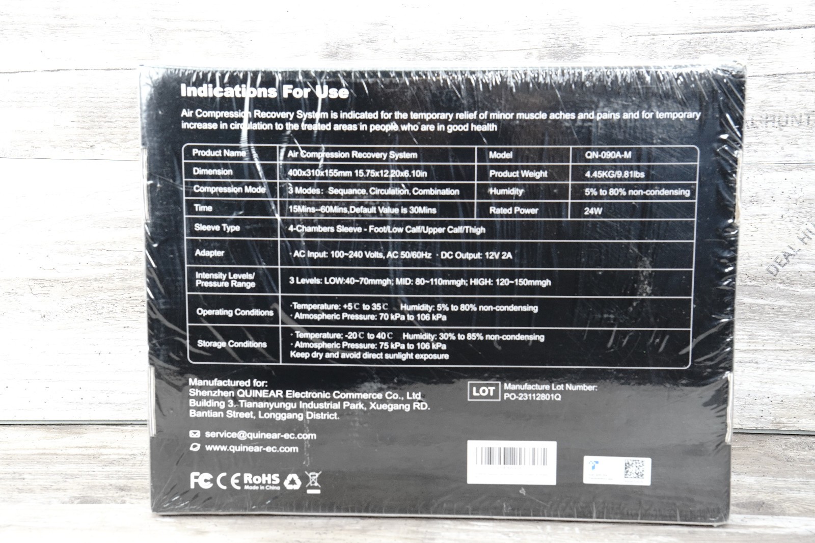 QUINEAR Professional Leg Recovery System, Cordless Air Compression Size M, QN90M