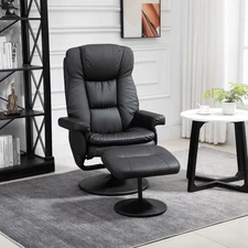 Swivel Recliner with Ottoman Reclining Chair and Footrest, Black