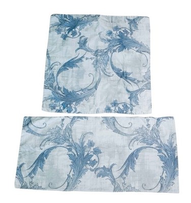 Dea Italy Egyptian Cotton King Pillowcase & Euro Sham Set Blue Floral Luxury