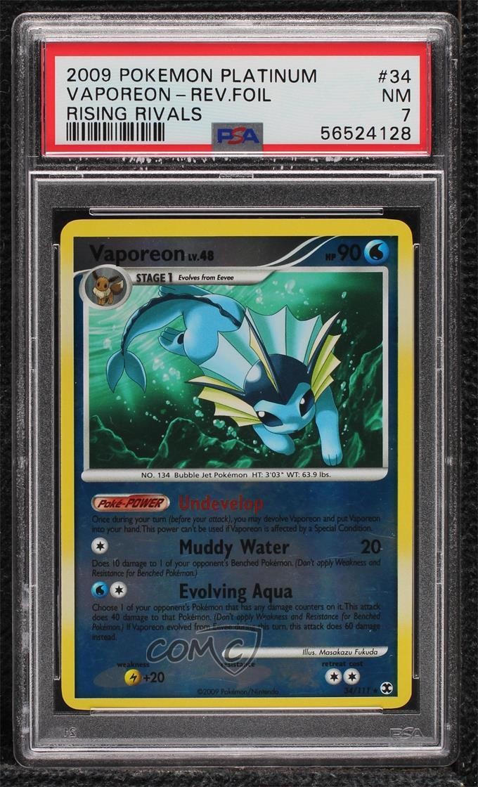 Vaporeon Reverse Foil Pokémon Platinum Rising Rivals #34 2009