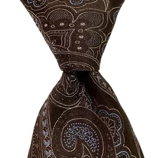 DANIEL CREMIEUX Signature Collection Silk/Cotton Necktie PAISLEY Brown/Blue EUC