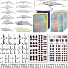 Unpainted Fishing Lures Making Kit, 378pcs DIY Blank Crankbaits Minnow Hard B...