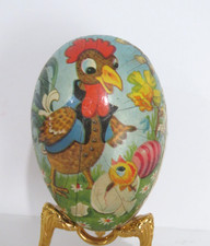 Vintage Paper Mache Easter Egg 3" Candy Container Germany Rooster