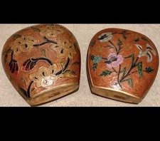 Vintage Messing Cloisonn&eacute; Vasen mit Blumenmuster
