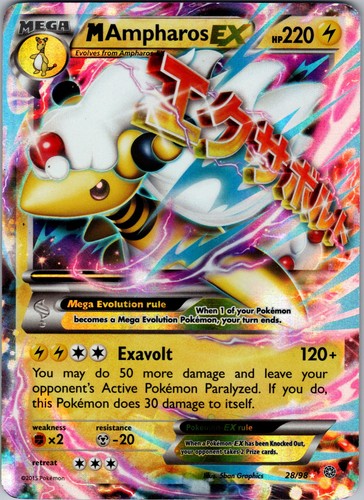 M Ampharos EX Ultra Rare XY - Ancient Origins 28/98 LP/NM - Pokemon TCG