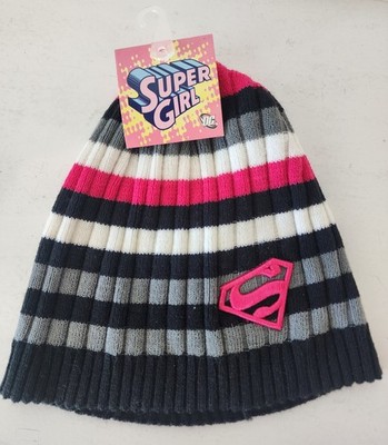 New Super Girl Beanie Stocking Hat Pink Black White Grey