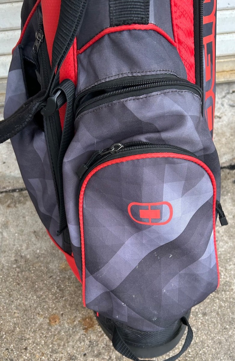 Ogio Shredder Charcoal/Black/Red Carry Stand Bag w/ 6 Way Club