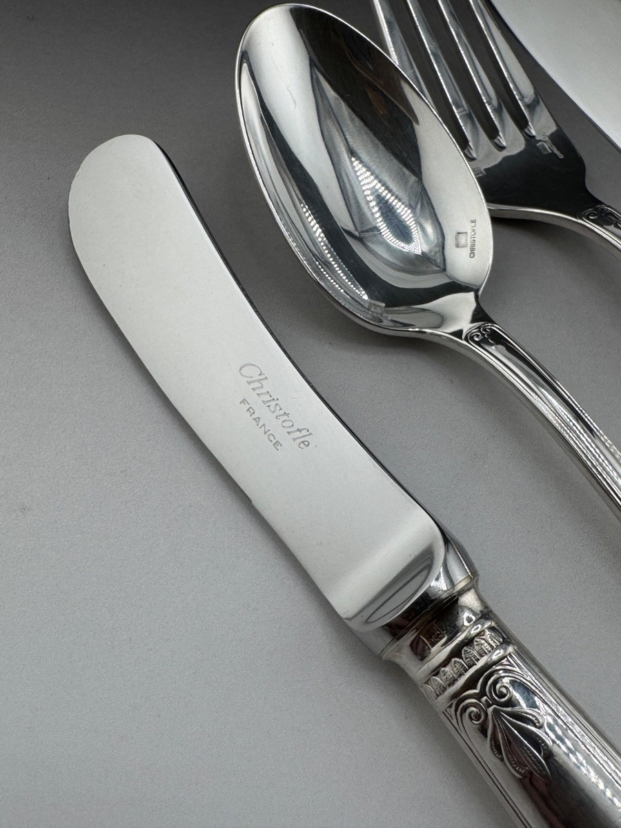 Malmaison Christofle Silver Plated 6 Pc Setting Knife,Fork,Salad
