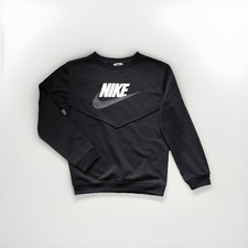 Nike Boys Black Pullover Sweatshirt Long Sleeve Crew Neck Logo