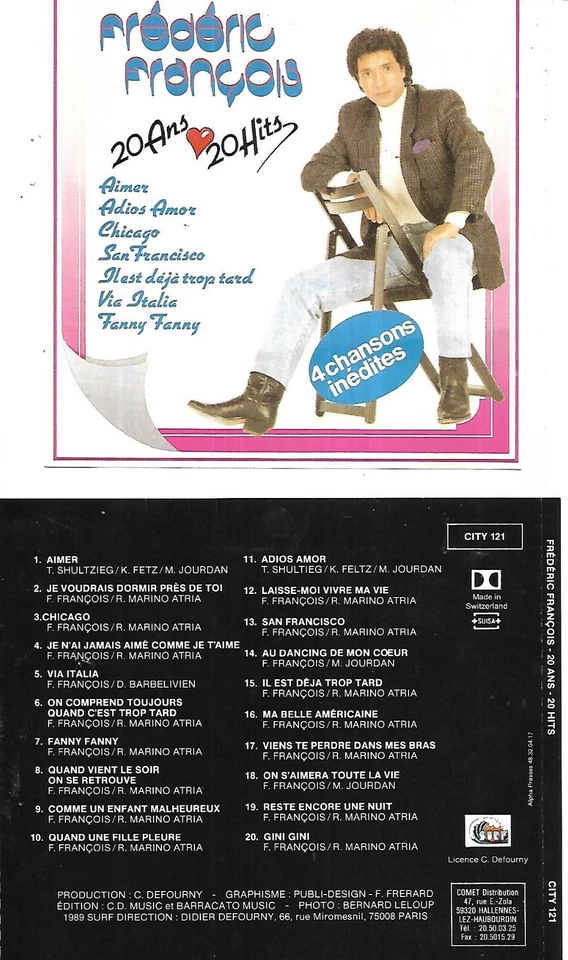 CD 20 TITRES FREDERIC FRANCOIS 20 ANS 20 HITS 4 CHANSONS INEDITES BEST OF 1992 - Photo 1/2