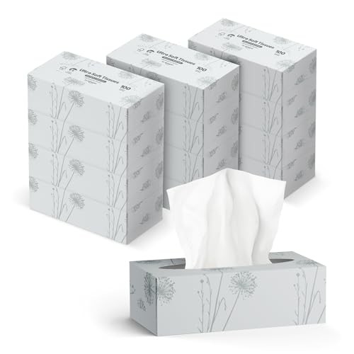 Mouchoirs by Amazon 4 épaisseurs lot économique de 1200 pièces blanches pour toute la famille