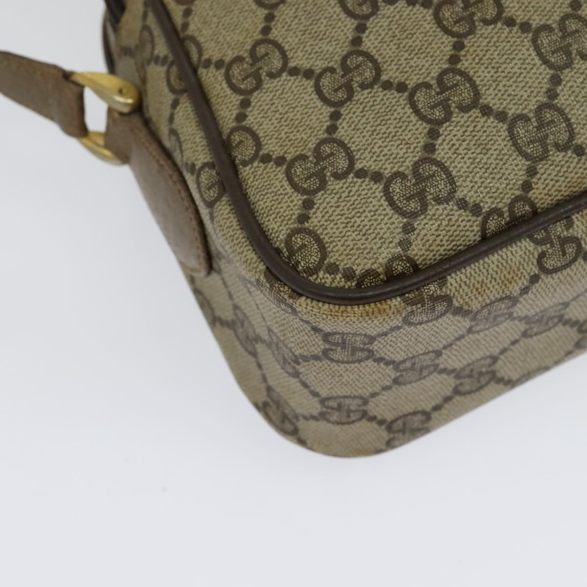 GUCCI GG Supreme Web Sherry Line Bag PVC Beige Gold 904 02 049
