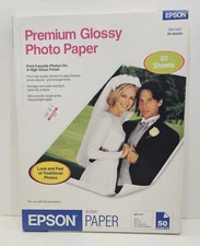 Epson Premium Glossy Photo Paper 50 Sheets 8.5 x 11" 68lb 10.4 mil