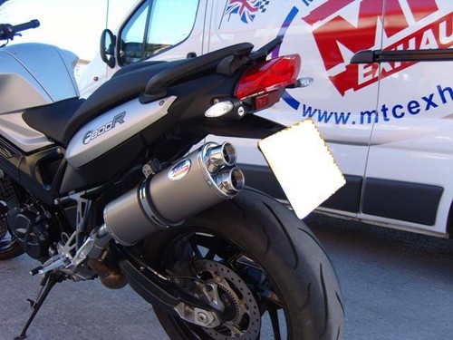 BMW F800GS Titanium Oval Twin Outlet Road Legal Performance Motorbike Exhaust - 第 1/2 張圖片