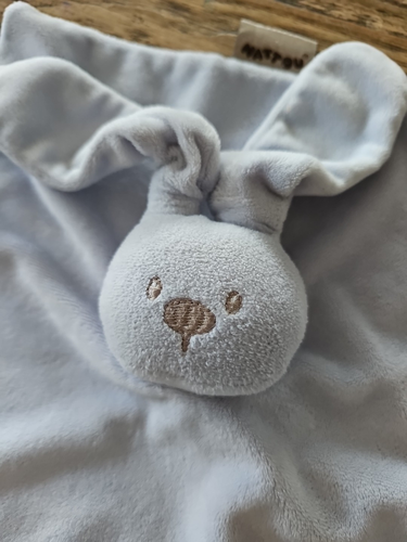 Nattou Blue Bunny Rabbit Comforter Lovey Plush Baby Security Blanket Toy - Picture 2 of 4