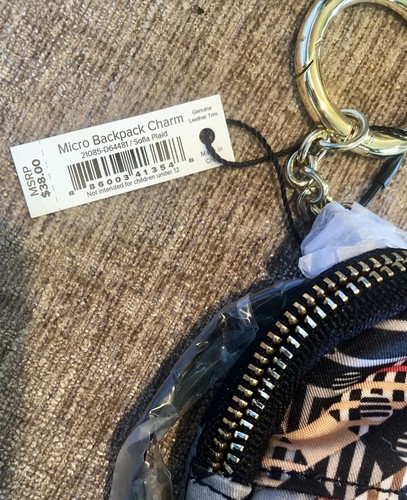 Vera Bradley SOFIA PLAID Mini Micro Backpack Charm Keychain NWT New $38 RARE! - Picture 6 of 7