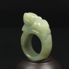 Size 11.5 Certified Grade A 100 Natural Green Jadeite Jade Ring Pixiu 14777