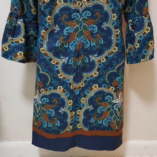 Abito donna New York Company boho paisley cambio campana svasato slv blu mandala XS - Foto 8 di 12