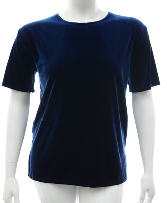 Womens Size 16-24 Stretch Plain Blue Velvet Tunic Top New Ladies *LICK*
